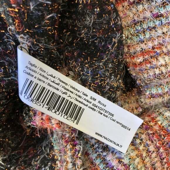 Piazza Italia Italy Sweater Single Button Cape Striped Knit Metallic Small - Picture 8 of 8